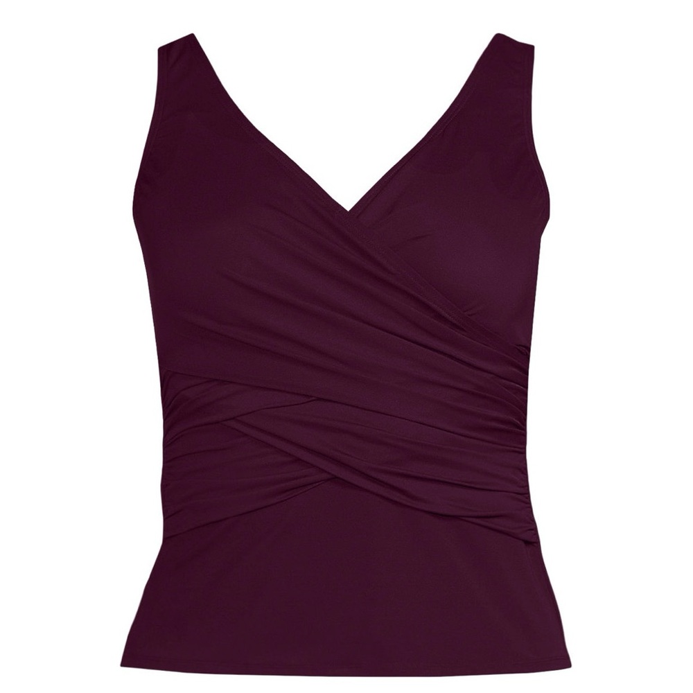 Lands end Slender Suit Wrap Tankini Top dark wine2 piece - Picture 4 of 8